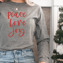 Load image into Gallery viewer, Peace Love Joy. Grey Long Sleeve Tee - Be Kind 2 Me