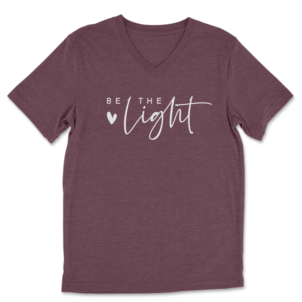 Be The Light V - Neck T-shirt - Maroon - Be Kind 2 Me