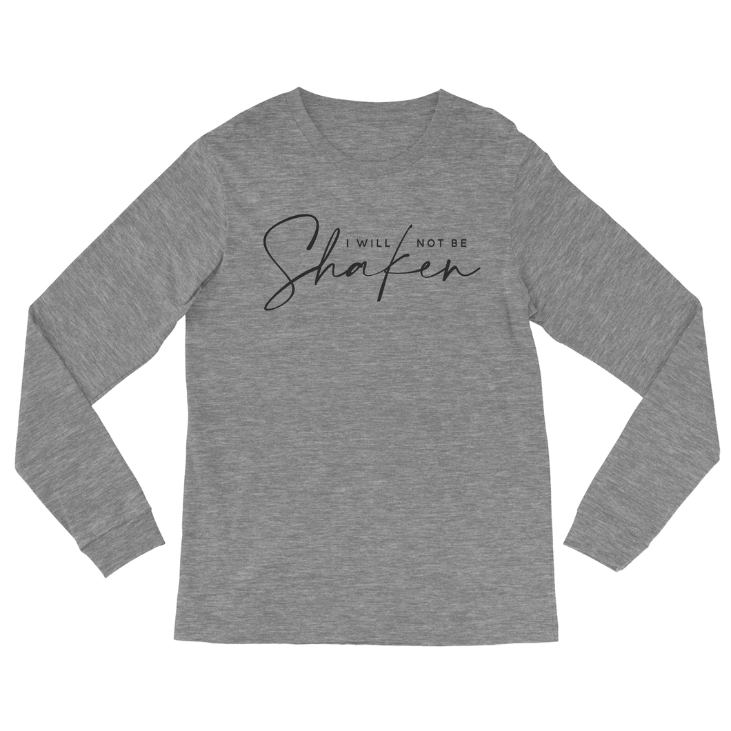 I Will Not Be Shaken Long Sleeve T-shirt - Grey - Be Kind 2 Me