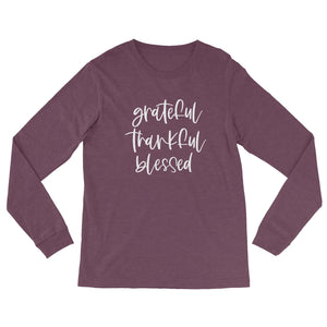 Grateful Thankful Blessed Long Sleeve Tee - Be Kind 2 Me