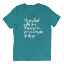 Load image into Gallery viewer, She walks with God T-shirt Teal - Be Kind 2 Me