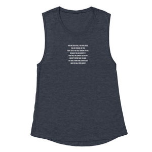 Unapologetically You Women's Flowy Scoop Muscle Tank - Heather Deep Navy - Be Kind 2 Me